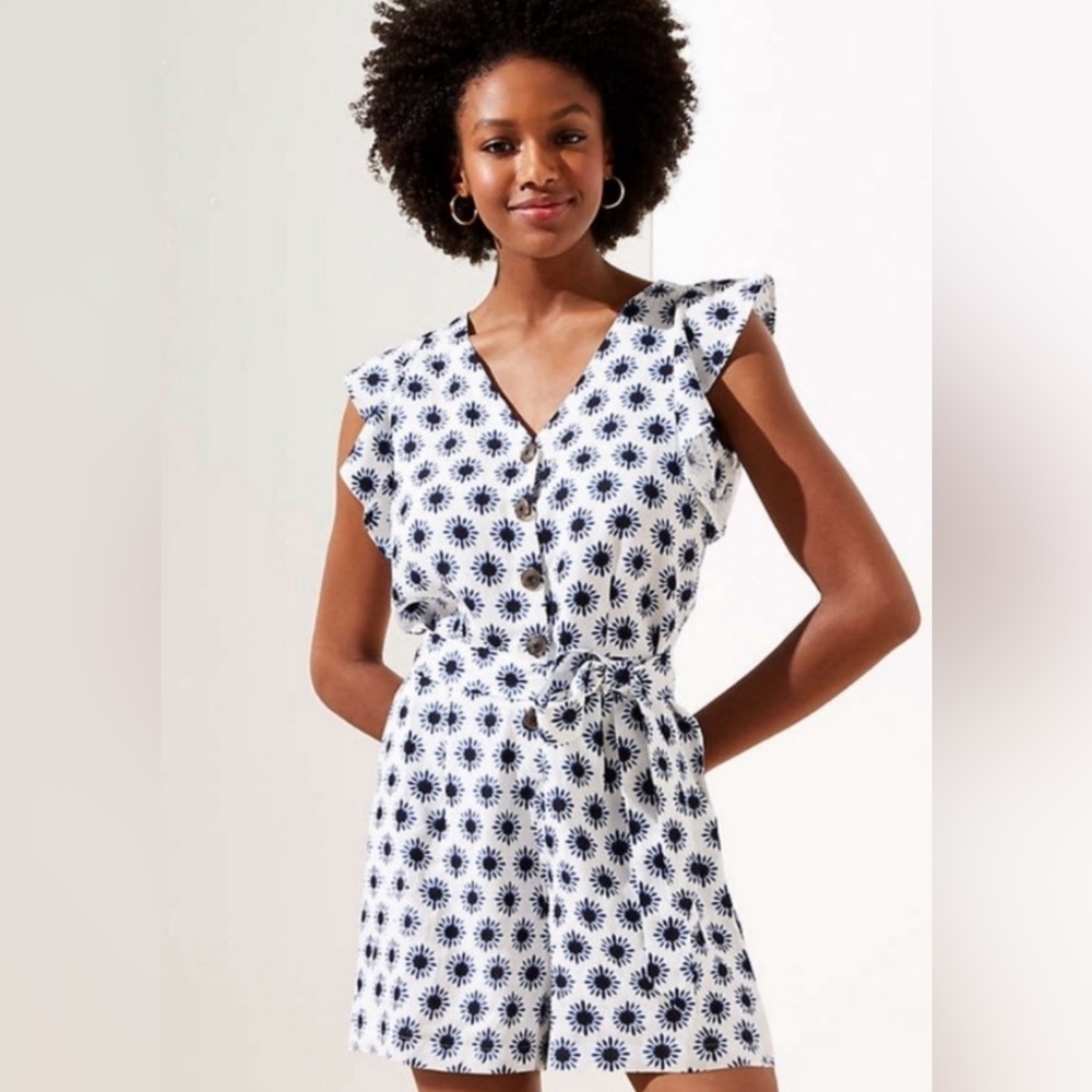 Loft blue and white romper- size 6